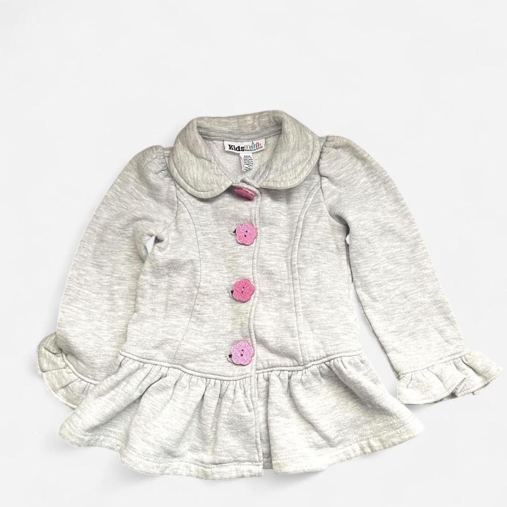 Kids Headquarters Gray Ruffle Peplum Coat Size 24M